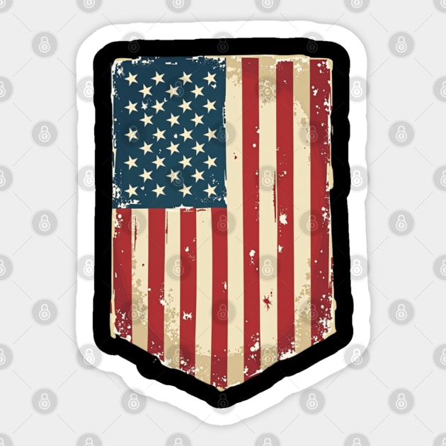 Weathered Resilience: Distressed Stars and Stripes Sticker by Steve